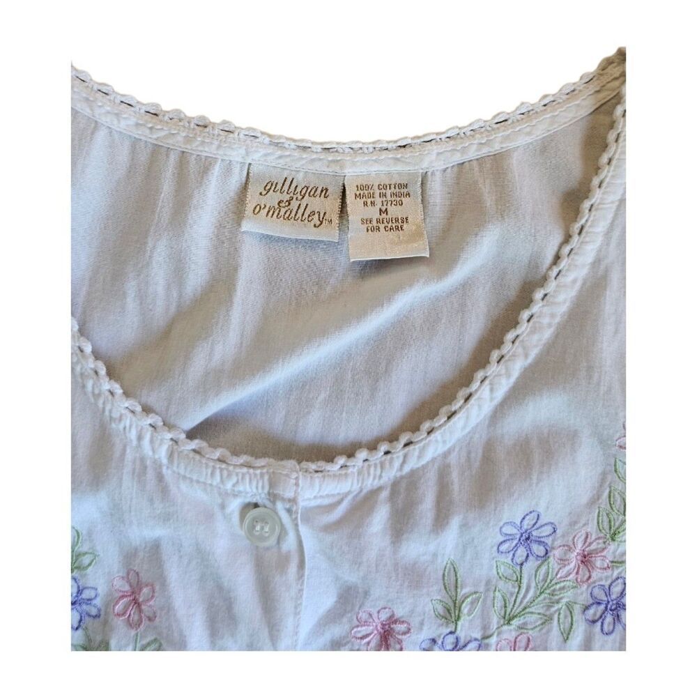Gilligan O’Malley White Cotton Embroidered Nightgown Cottagecore Prairie Nightie - Picture 6 of 8